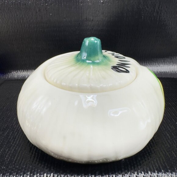 Anthropomorphic Onion Keeper Dish Bowl Lidded Crying Face Ceramic Container VTG - Picture 8 of 14